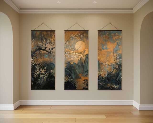 Dark Chinoiserie Tapestry - Wall Hanging Unique Art - image 1