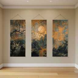 Dark Chinoiserie Tapestry - Wall Hanging Unique Art - thumbnail 3