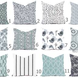 Pillow Cover Throw Accent - Spa Blue Green Mist Sage Modern Lattice Ikat 16x16, 18x18 - thumbnail 2