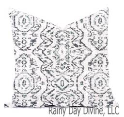 Pillow Cover Throw Accent - Spa Blue Green Mist Sage Modern Lattice Ikat 16x16, 18x18 - thumbnail 1