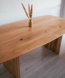 Handmade Solid Oak Dining Table, Scandinavian Live Edge Kitchen Table - 180x100 cm - thumbnail 1