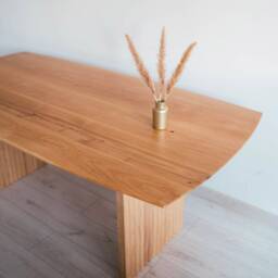 Handmade Solid Oak Dining Table, Scandinavian Live Edge Kitchen Table - 180x100 cm - thumbnail 4