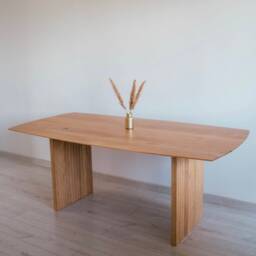 Handmade Solid Oak Dining Table, Scandinavian Live Edge Kitchen Table - 180x100 cm - thumbnail 2