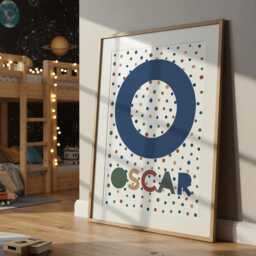 Personalised Name Print, Boys Bedroom Decor, Navy, Sage Green, Playroom, Nursery Wall Art, Art. Prints - thumbnail 1