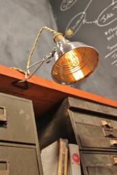 Vintage Industrial Clamp Lamp - Wall Or Shelf Mount Task Light Steampunk Pharmacy Cafe Lighting - thumbnail 1
