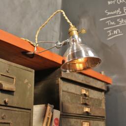 Vintage Industrial Clamp Lamp - Wall Or Shelf Mount Task Light Steampunk Pharmacy Cafe Lighting - thumbnail 2