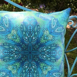 Contemporary Green Butterfly Showerproof Cushion - Mint Lime Exterior Accent Pillow Garden Seat in Sea Colours Gift - thumbnail 1