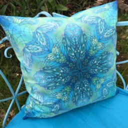 Contemporary Green Butterfly Showerproof Cushion - Mint Lime Exterior Accent Pillow Garden Seat in Sea Colours Gift - thumbnail 3
