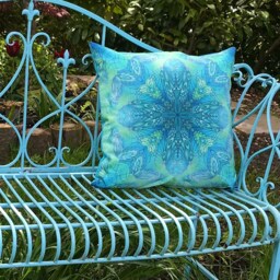 Contemporary Green Butterfly Showerproof Cushion - Mint Lime Exterior Accent Pillow Garden Seat in Sea Colours Gift - thumbnail 2