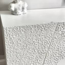 Japandi Style Large Sideboard White With Half Textured Design - thumbnail 3