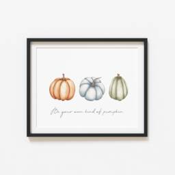 Autumn Prints, Pumpkin Trio Autumn Wall Art, Cosy Home Accessories, Fall Decorations, Decor, Watercolour, Be Your Own - thumbnail 2