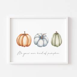 Autumn Prints, Pumpkin Trio Autumn Wall Art, Cosy Home Accessories, Fall Decorations, Decor, Watercolour, Be Your Own - thumbnail 1