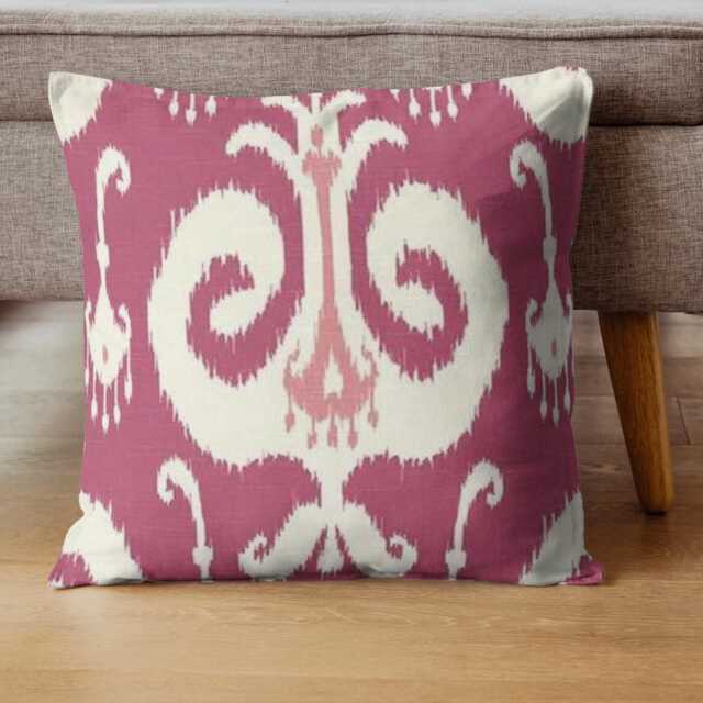"Raspberry Ikat Pillow Cover Home Accents Himalaya Fabric - 18"" X 18" - image 1