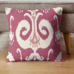 "Raspberry Ikat Pillow Cover Home Accents Himalaya Fabric - 18"" X 18" - thumbnail 1