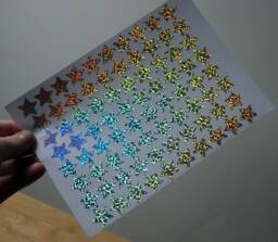 Holographic Stars A5 Sticker Sheet - Silver Sparkle Effect Peel & Stick Decal For Wall Art, Planner, Diary, Phone, Car, Journal - thumbnail 1