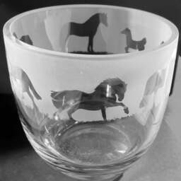 Welsh Cob Candleholder Crystal Glass Candle Holder With Welsh Section D Cob Horse Frieze Design - thumbnail 3