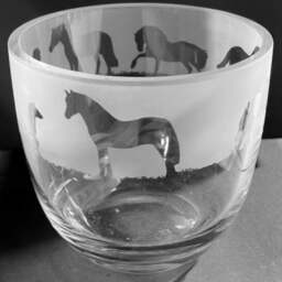 Welsh Cob Candleholder Crystal Glass Candle Holder With Welsh Section D Cob Horse Frieze Design - thumbnail 4