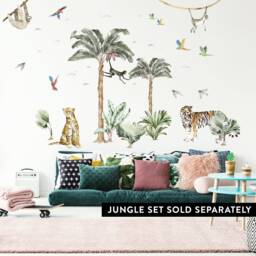 Tropical Parrots Wall Decals, Plastic-Free Jungle Kids Room Wall Stickers - thumbnail 3