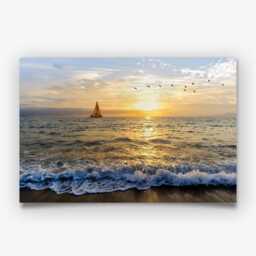 Sailboat Sunset Photography Print - Coastal Ocean Wall Art Poster Seaside Home Decor - thumbnail 3