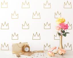 Crown Wall Decals - Kids Room Decals, Nursery Gold Stickers, Removable Vinyl Decor - thumbnail 1