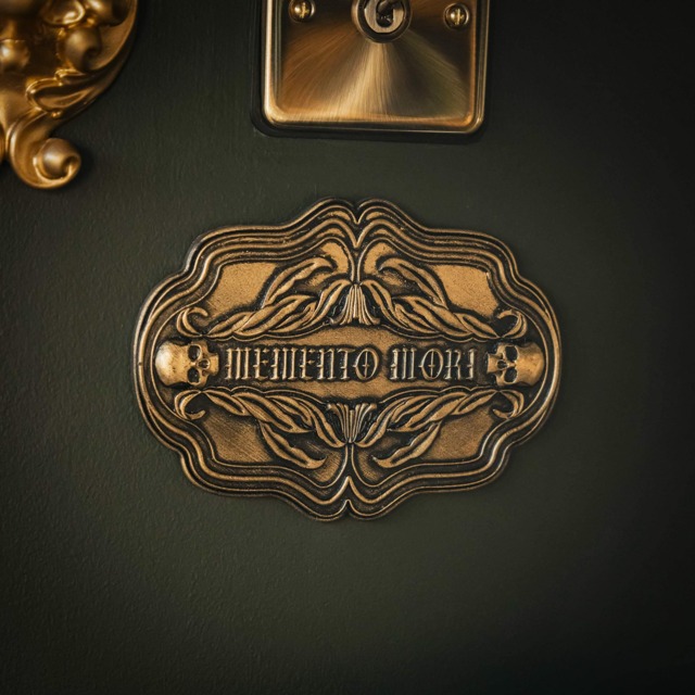 Memento Mori Casket Plaque - Gold Edition Wall Hanging - Gothic Gallery Home Decor By The Blackened Teeth - image 1