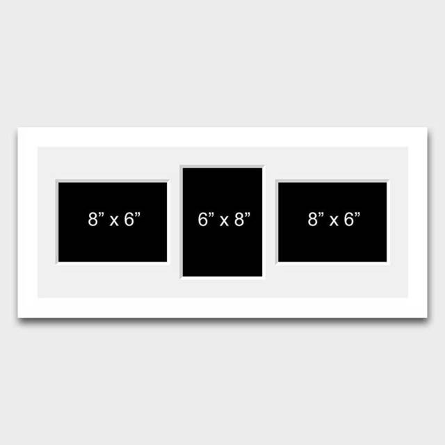 Multi Photo Picture Frame - White Wood, Holds 3 Mixed Photos - image 1