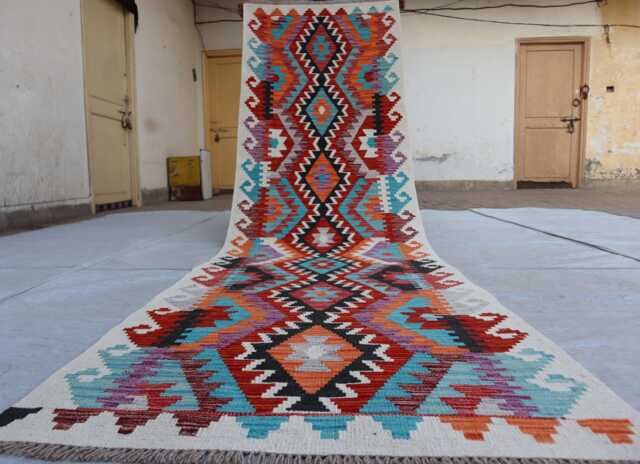 3x10 Ft Afghan Stunning Runner Rug, Handmade Kilim Maimana Chubi Flatweave Oriental Hallway Carpet - image 1