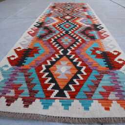 3x10 Ft Afghan Stunning Runner Rug, Handmade Kilim Maimana Chubi Flatweave Oriental Hallway Carpet - thumbnail 2