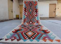 3x10 Ft Afghan Stunning Runner Rug, Handmade Kilim Maimana Chubi Flatweave Oriental Hallway Carpet - thumbnail 1