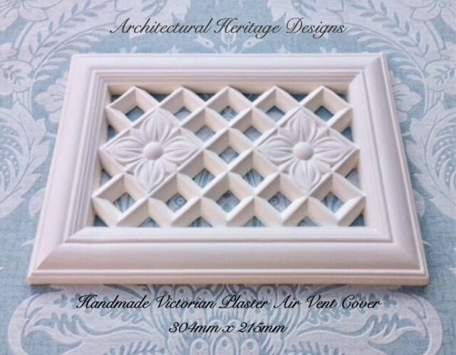 Decorative Handmade Victorian Plaster Air Vent Cover - 303mm X 214mm - Mesh Included - image 1