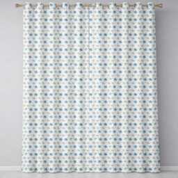 Blue Floral Watercolor Seamless Pattern Soft Botanical Design Readymade Eyelet Ring Top Thermal 100% Blackout Curtains - thumbnail 2