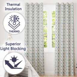 Blue Floral Watercolor Seamless Pattern Soft Botanical Design Readymade Eyelet Ring Top Thermal 100% Blackout Curtains - thumbnail 3