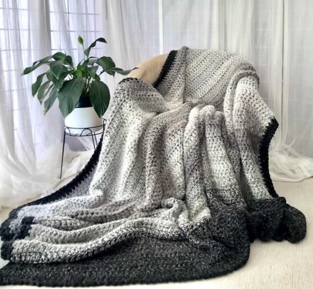 Reserved Custom Made Crochet Blanket, Knitted Throw Rustic Decor, Thick Knit Queen Size Bedding, Dark Brown Blanket - image 1