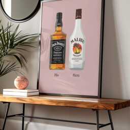 Personalised Christmas Gift For Couple, His & Hers Favourite Drink Poster, Custom Alcohol Wall Art, Unique Wedding Gift, Drinking Partner - thumbnail 2