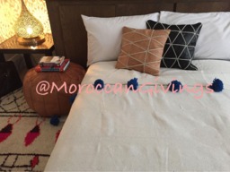 "Moroccan Pom Blanket - Throw With Blanket Bed Spread Bedding Cotton /71""Wx102" - thumbnail 1