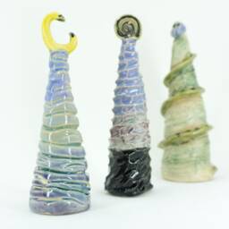 Ceramic Handmade Dark Christmas Tree Set 3 Gothic Pieces New Year Home Decoration Magical Towers Geeky Funny Gift - thumbnail 2