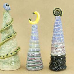 Ceramic Handmade Dark Christmas Tree Set 3 Gothic Pieces New Year Home Decoration Magical Towers Geeky Funny Gift - thumbnail 4