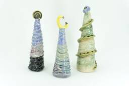 Ceramic Handmade Dark Christmas Tree Set 3 Gothic Pieces New Year Home Decoration Magical Towers Geeky Funny Gift