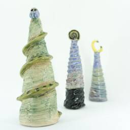 Ceramic Handmade Dark Christmas Tree Set 3 Gothic Pieces New Year Home Decoration Magical Towers Geeky Funny Gift - thumbnail 3