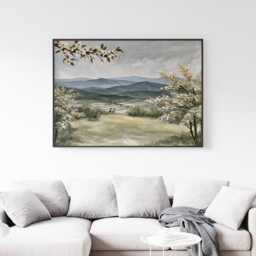 Blossom Mountain Poster, Green Valley Print, Nature Wall Art, Paper - thumbnail 3