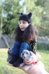 Custom Needle Felted Dog & Owner Portrait Handmade Wool Sculpture