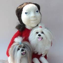 Custom Needle Felted Dog & Owner Portrait Handmade Wool Sculpture - thumbnail 3