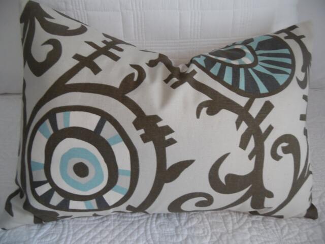 Tribal Eye. Brown.pale Blue.natural.creamy White. Charcoal Grey.home Decor.pillow Covers.den.lodge.man Cave.pillow Cover.home.slipcover - image 1