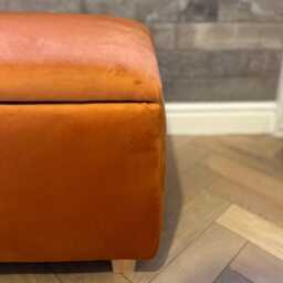 Handmade Velvet Storage Ottoman Footstool Bright Upholstery Velvet With Oak Feet - thumbnail 3
