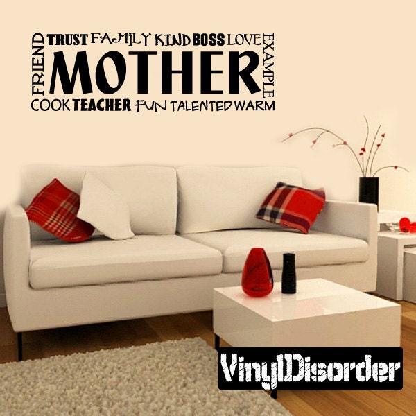 Mother Trust Family Kind Boss Love Example Warm Talented Fun Teacher Cook - Vinyl Wall Decal Quotes Sticker F034Et - image 1