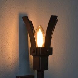 Forged Torch Wall Sconce, Medieval Castle Lighting - thumbnail 4