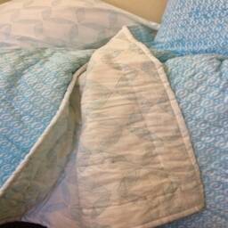 Blue Quilt, Block Printed Jaipur Razai, King Queen Twin Coverlets, Summer Handmade Bedding - thumbnail 3