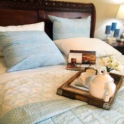 Blue Quilt, Block Printed Jaipur Razai, King Queen Twin Coverlets, Summer Handmade Bedding - thumbnail 2