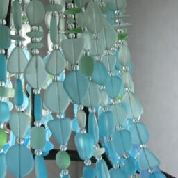 Sea Glass Chandelier, Coastal Beach House Lighting Fixture - thumbnail 4