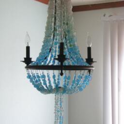 Sea Glass Chandelier, Coastal Beach House Lighting Fixture - thumbnail 3